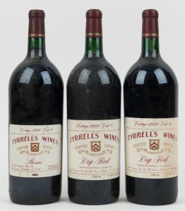 1991 Tyrrell's Dry Red - Vat 9, (2 bottles) and 1992 Shiraz - Vat 9 (1 bottle), Hunter River, New South Wales, 1500mL. (3 magnums).
