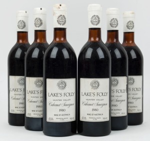 1980 Lake’s Folly Cabernet Sauvignon, Hunter Valley, New South Wales, (6 bottles).