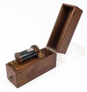 An antique electric shock machine in mahogany case, late 19th century, 24cm wide