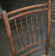 An antique English fireside chair with rush seat, 19th century, 85cm high, 49cm across the arms - 3