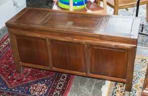 A vintage Korean elm storage box, 20th century, ​​​​​​​52cm high, 104cm wide, 34cm deep