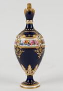ROYAL CROWN DERBY English blue and gilt porcelain ewer, vase and lidded bowl, 19th/20th century, (3 items), red factory marks to bases, ​​​​​​​the ewer 18cm high - 6