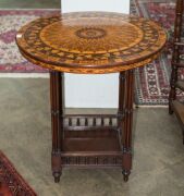 An antique Irish circular occasional table with stunning marquetry top, 19th century - 2