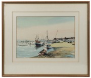 JOHN HOWE, (fishing boats), watercolour and ink, signed lower right "John Howe", ​​​​​​​24 x 34cm, 44 x 51cm overall - 2