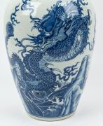 A Chinese baluster shaped blue and white porcelain dragon vase, 19th century, 42cm high - 3