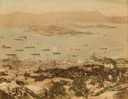 HONG KONG: A fine group of hand-coloured albumen paper prints, circa 1880s, most annotated verso, approx. 20 x 27cm.  Scenes include harbour views, street scenes, the Cricket Ground & City Hall, Queens Road, etc. (12 items; individually mounted for displa - 9