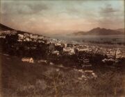 HONG KONG: A fine group of hand-coloured albumen paper prints, circa 1880s, most annotated verso, approx. 20 x 27cm.  Scenes include harbour views, street scenes, the Cricket Ground & City Hall, Queens Road, etc. (12 items; individually mounted for displa - 10