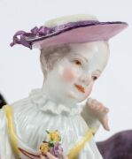 MEISSEN "The Lottery Game" important antique German porcelain figural group, by J.J. KAENDLER, circa 1760, blue crossed swords mark to base, ​​​​​​​14.5cm high - 11
