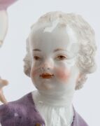 MEISSEN "The Lottery Game" important antique German porcelain figural group, by J.J. KAENDLER, circa 1760, blue crossed swords mark to base, ​​​​​​​14.5cm high - 12