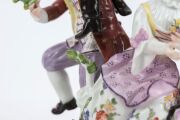 MEISSEN "The Lottery Game" important antique German porcelain figural group, by J.J. KAENDLER, circa 1760, blue crossed swords mark to base, ​​​​​​​14.5cm high - 14