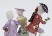 MEISSEN "The Lottery Game" important antique German porcelain figural group, by J.J. KAENDLER, circa 1760, blue crossed swords mark to base, ​​​​​​​14.5cm high - 15