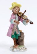 VOLKSTEDT "MONKEY BAND" 11 piece German porcelain ensemble, 20th century, blue factory mark to bases, the largest 16cm high - 5
