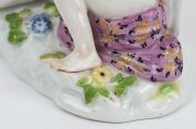 MEISSEN antique German porcelain statue of a seated man with water pot and laurel wreath, 18th/19th century, crossed swords mark to base, ​​​​​​​7.5cm high, 8cm wide - 5