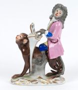 "MONKEY BAND" group of ten assorted German porcelain statues plus a music stand, various factories, predominantly MEISSEN, 19th/20th century, (11 items), ​​​​​​​the largest 15.5cm high - 2
