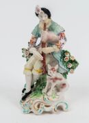 Assorted antique porcelain tea ware, statue, plates, dishes and basket vase (A/F), 19th century,  the floral platter 39cm wide - 6