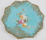 Assorted antique porcelain tea ware, statue, plates, dishes and basket vase (A/F), 19th century,  the floral platter 39cm wide - 8