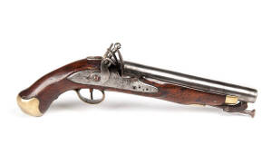 East India Company flintlock pistol c1820s, brass, steel & wood.