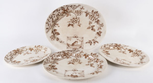 FOLEY POTTERIES "Victoria" pattern dinner ware, circa 1870, (38 pieces), stamped "J.P. Wileman, Victoria, Foley Potteries, Staffordshire"