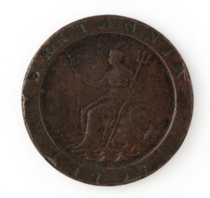 CONVICT LOVE TOKEN made from a 1797 cartwheel penny, 4cm diameter