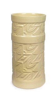 An Australian art deco pottery umbrella stand/vase, Sydney origin, circa 1930s, 34cm high