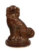 A salt glazed pottery dog statue Newcastle or Waratah Pottery, NSW origin, late 19th century, 29cm high 