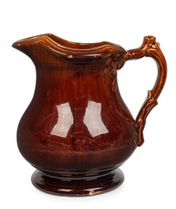 Colonial pottery wash jug with Rockingham glaze, late 19th century. Melbourne origin possibly Brunswick, unknown, 24cm high