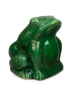 BOSLEY green glazed pottery frog, 21cm high