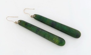 New Zealand greenstone pair of earrings, ​​​​​​​9cm high overall