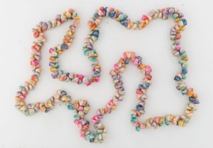 A vintage coloured shell bead necklace, 20th century, ​​​​​​​122cm long