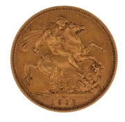 GOLD SOVEREIGN, 1893, Melbourne mint, with crowned Queen Victoria, 7.98 grams