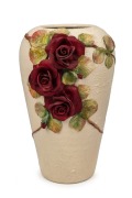 BERYL ARMSTRONG pottery vase with applied rose decoration, inscribed in pencil on the base "Beryl Armstrong", ​​​​​​​30.5cm high