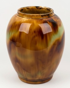 CORNWELL'S POTTERY brown, yellow and green glazed vase, stamped "Cornwell's Pottery, Brunswick", 27cm high