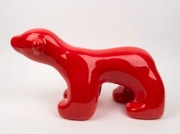 SCOTT REDFORD red glazed polar bear statue, ​​​​​​​26cm high, 54cm long - 2