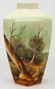 An Australian pottery vase with hand-painted landscape scene, signed "MARU", ​​​​​​​28cm high - 2