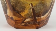 An Australian pottery vase with hand-painted landscape scene, signed "MARU", ​​​​​​​28cm high - 4