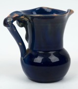 REMUED blue and green glazed pottery jug with applied gumnut and leaf, incised "Remued Hand Made", 11cm high - 3