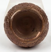 MARGUERITE MAHOOD&nbsp;floral pottery vase with bronze glaze, incised Marguerite Mahood", ​​​​​​​6cm high, 9.5cm wide - 3