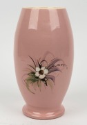 GUY BOYD pink glazed pottery vase decorated with Australian wildflowers incised "Guy Boyd", 21.5cm high - 2