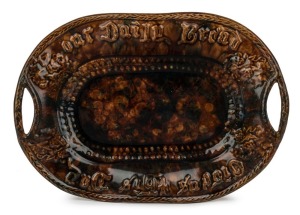 LITHGOW pottery bread platter, impressed kangaroo mark to base, 35cm wide