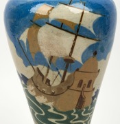 ERNEST FINLAY impressive intasio pottery vase with galleon scene, incised "ERNEST FINLAY INTASIO", ​​​​​​​32cm high - 4