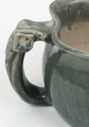 MERRIC BOYD early pottery vase glazed in grey with applied gumnut and leaf to the handle, incised "Hand Craft, Boyd, 1921", ​​​​​​​11cm high, 19cm wide - 3