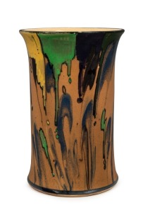 P.P.P. (PREMIER POTTERY PRESTON), drip glazed pottery vase, stamped "P.P.P.", 16cm high