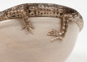 JANET pottery bowl adorned with an applied lace monitor lizard, incised "Janet, '99", ​​​​​​​11cm high, 16.5cm wide - 4