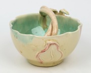 CASTLE HARRIS pottery bowl with applied fish decoration, incised "Castle Harris", 10cm high x 15cm wide - 3