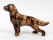 ALBA WARE (Sydney) brown glazed pottery dog statue,  ​​​​​​​13cm high x 19cm long