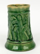 BOSLEY (attributed) unusual green glazed stylized art deco pottery tankard in the manner of KLYTIE PATE, 12cm high  - 2