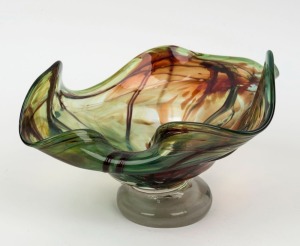 A hand-blown Australian art glass bowl, ​​​​​​​15cm high, 23cm across