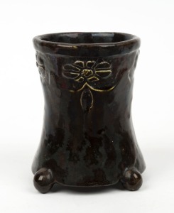 MAJORIE ALDERS (Harvey School) pottery vase with floral motif, incised "M.A. 1926", 11cm high, 10.5cm wide.