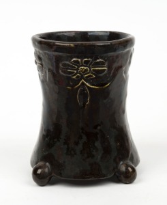 MAJORIE ALDERS (Harvey School) pottery vase with floral motif, incised "M.A. 1926", 11cm high, 10.5cm wide.