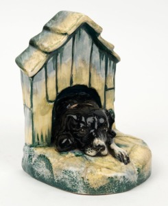 NEWTONE POTTERY dog bookend by DAISY MERTON, stamped "Hand Painted", 15cm high